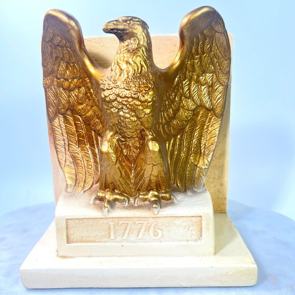 Vtg Gold Eagle‎ "1776" Bookend Door Stop Patriotic Decor 7" Tall Bicentennial